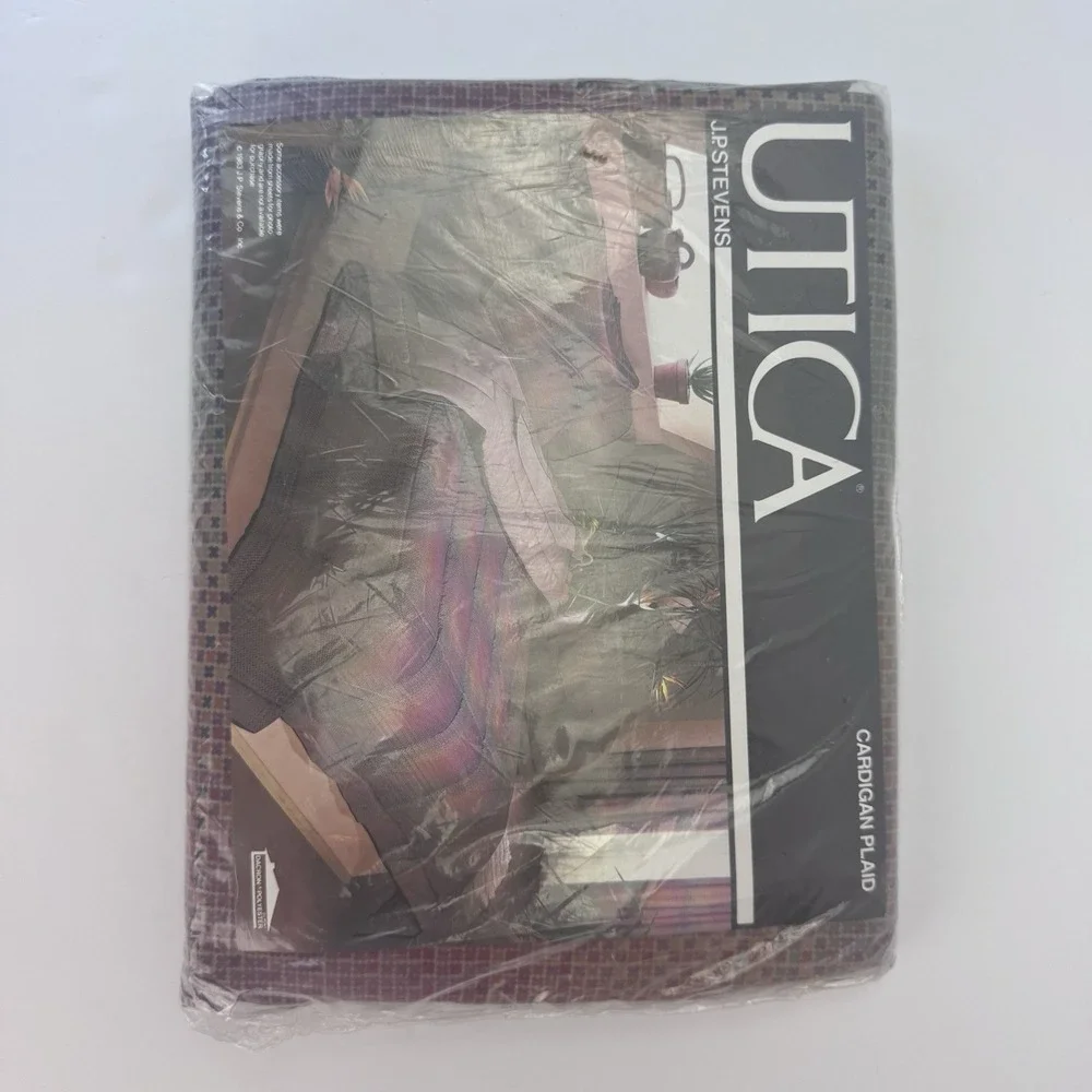 Lot of 2 VTG 1983 Utica J.P Stevens Cardigan Plaid Percale Sheets NOS